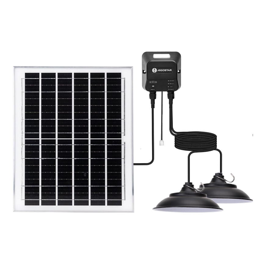 Aigostar - LED-Solarhängeleuchte 2xLED/70W/12V 12000 mAh 6500K d 23,5 cm + Fernbedienung