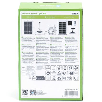 Aigostar - LED-Solarhängeleuchte LED/35W/12V 3000 mAh 6500K d 15 cm + Fernbedienung