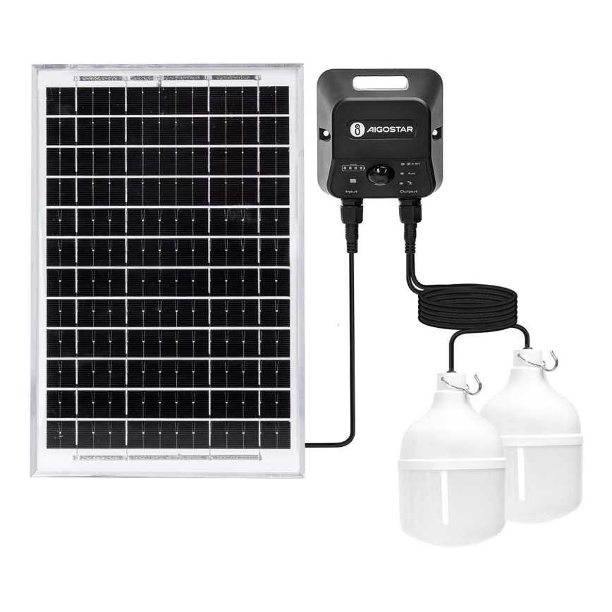 Aigostar - LED-Solarhängeleuchte mit Sensor 2xLED/35W/12V 6000 mAh 6500K d 10 cm + Fernbedienung