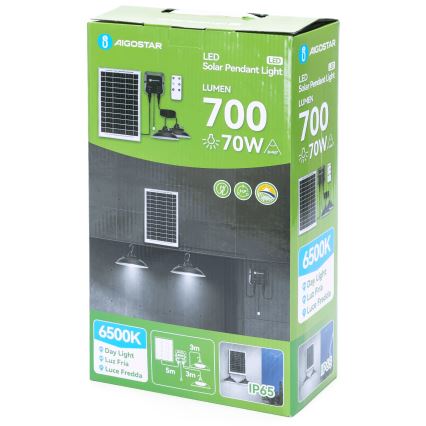Aigostar - LED-Solarhängeleuchte mit Sensor 2xLED/35W/12V 6000 mAh 6500K d 15 cm + Fernbedienung