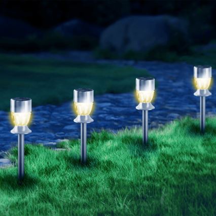 Aigostar - LED Solarleuchte LED/0,006W/1,2V 35,5 cm mattchrom 2700K IP44 100 mAh
