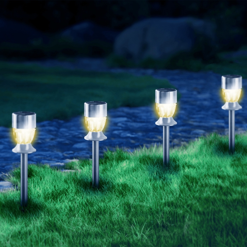 Aigostar - LED Solarleuchte LED/0,006W/1,2V 35,5 cm mattchrom 2700K IP44 100 mAh