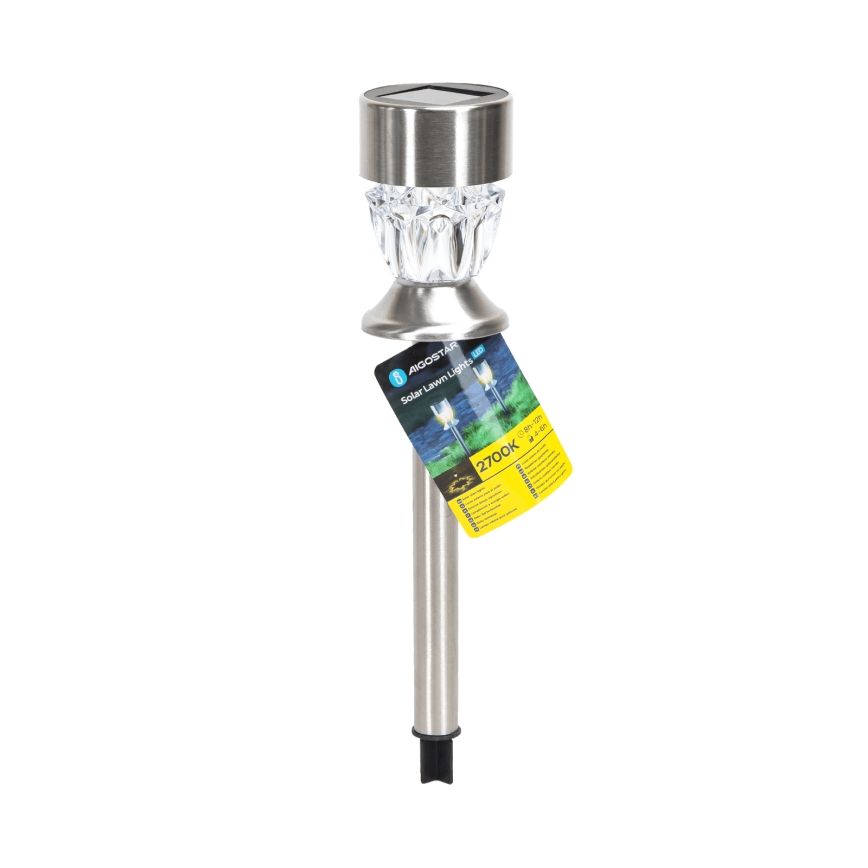 Aigostar - LED Solarleuchte LED/0,006W/1,2V 35,5 cm mattchrom 2700K IP44 100 mAh