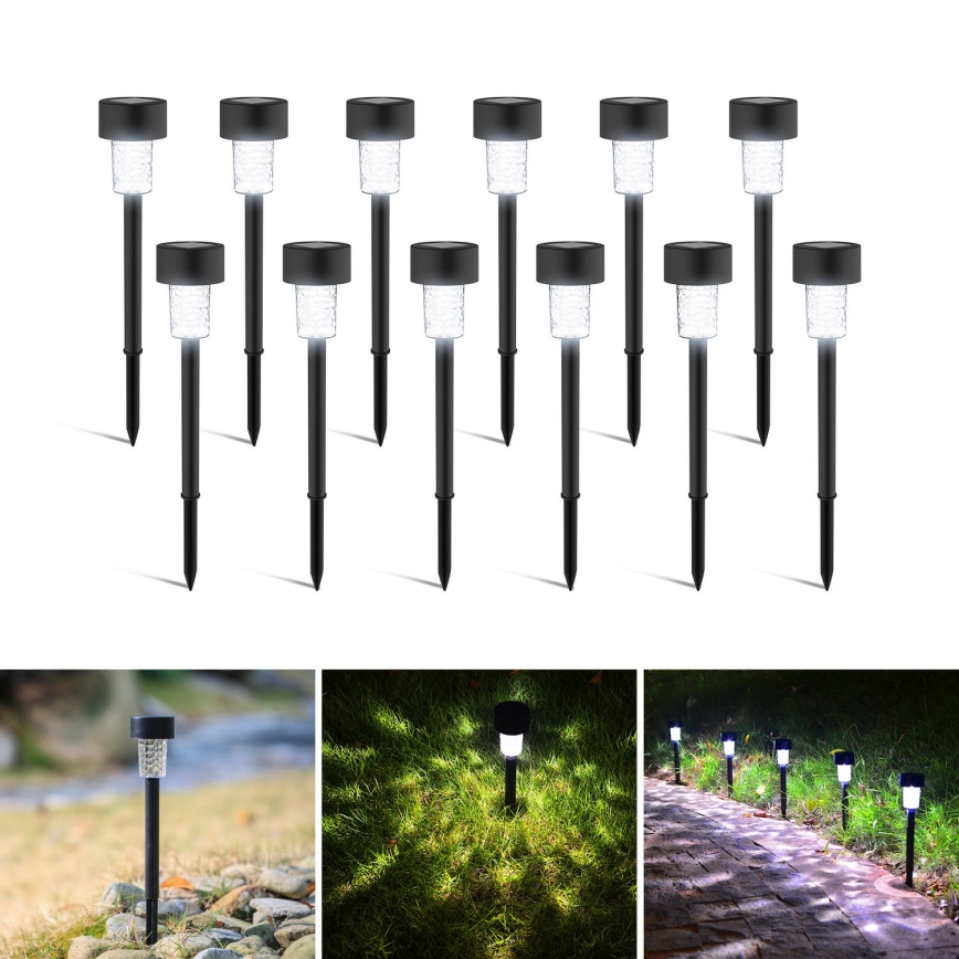 Aigostar - LED Solarleuchte LED/0,06W/2V 32,7 cm 6500K IP44 600 mAh schwarz