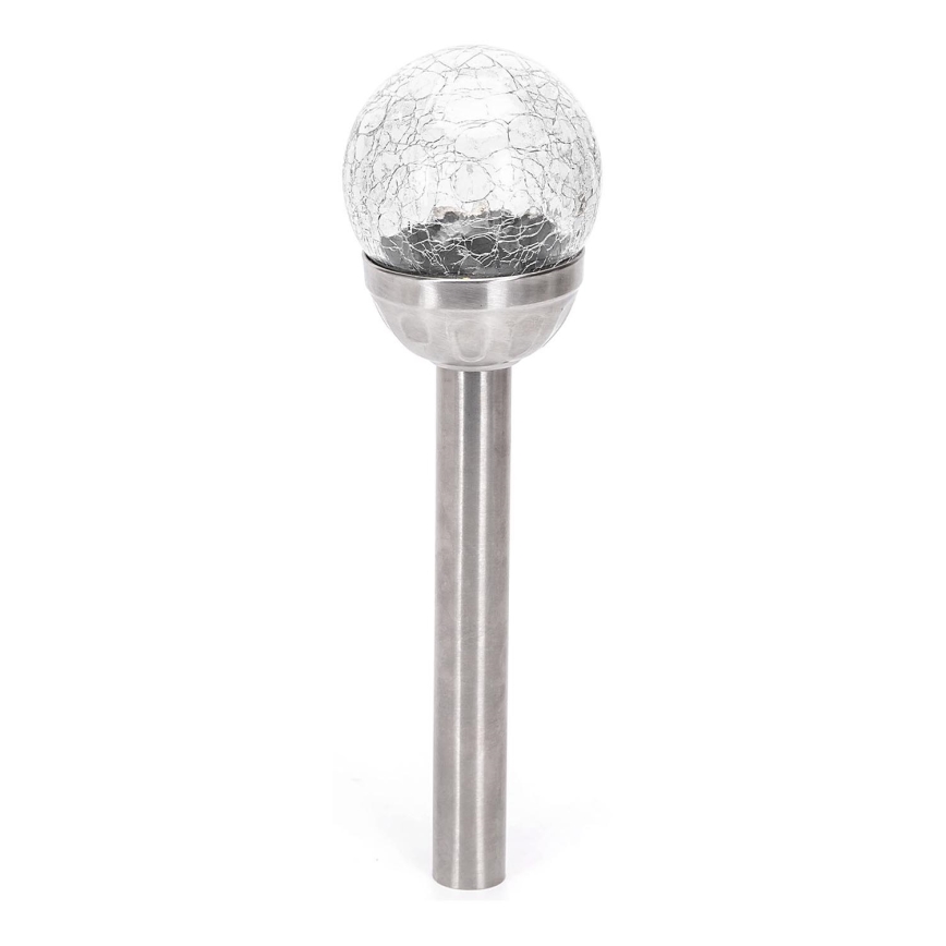 Aigostar - LED Solarleuchte LED/0,006W/1,2V 37,8 cm mattchrom 6500K IP44 100 mAh