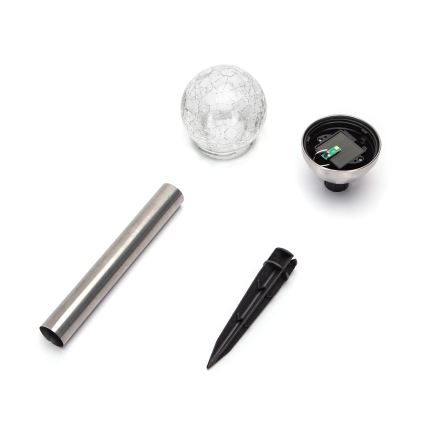 Aigostar - LED-Solarleuchte LED/0,006W/1,2V 37,8cm matt Chrom 6500K IP44 100 mAh