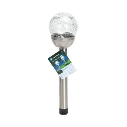 Aigostar - LED-Solarleuchte LED/0,006W/1,2V 37,8cm matt Chrom 6500K IP44 100 mAh