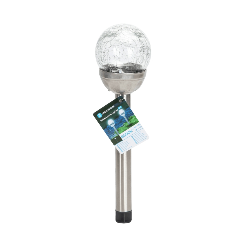 Aigostar - LED-Solarleuchte LED/0,006W/1,2V 37,8cm matt Chrom 6500K IP44 100 mAh