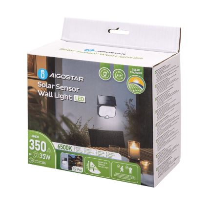 Aigostar - LED Solarleuchte mit Bewegungssensor LED/2,4W/3,7V 1800 mAh IP65
