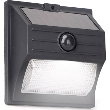Aigostar - LED-Solarleuchte mit Sensor, 3,7 V, 6500 K, 500 mAh, IP65, schwarz