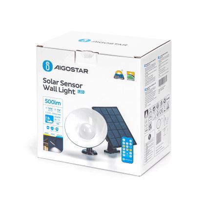Aigostar - LED-Solarleuchte mit Sensor LED/3,2V 3000K/4000K/6500K IP65 5000 mAh Fernbedienung