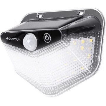 Aigostar - LED-Solarleuchte mit Sensor, LED 3,7 V, 6500 K, 500 mAh, IP65, schwarz