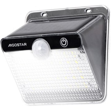 Aigostar - LED-Solarleuchte mit Sensor LED/3,7V 6500K 1200 mAh IP65 schwarz