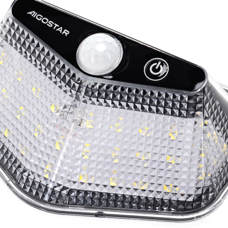Aigostar - LED-Solarleuchte mit Sensor, LED 3,7 V, 6500 K, 500 mAh, IP65, schwarz
