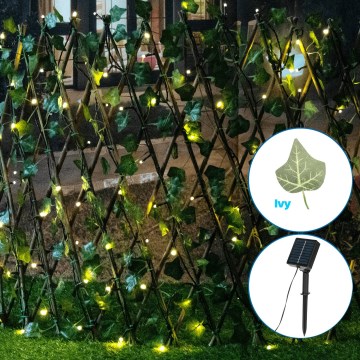 Aigostar - LED-Solarlichterkette 102xLED/2x0,7m IP65 300 mAh warmweiβ Efeu