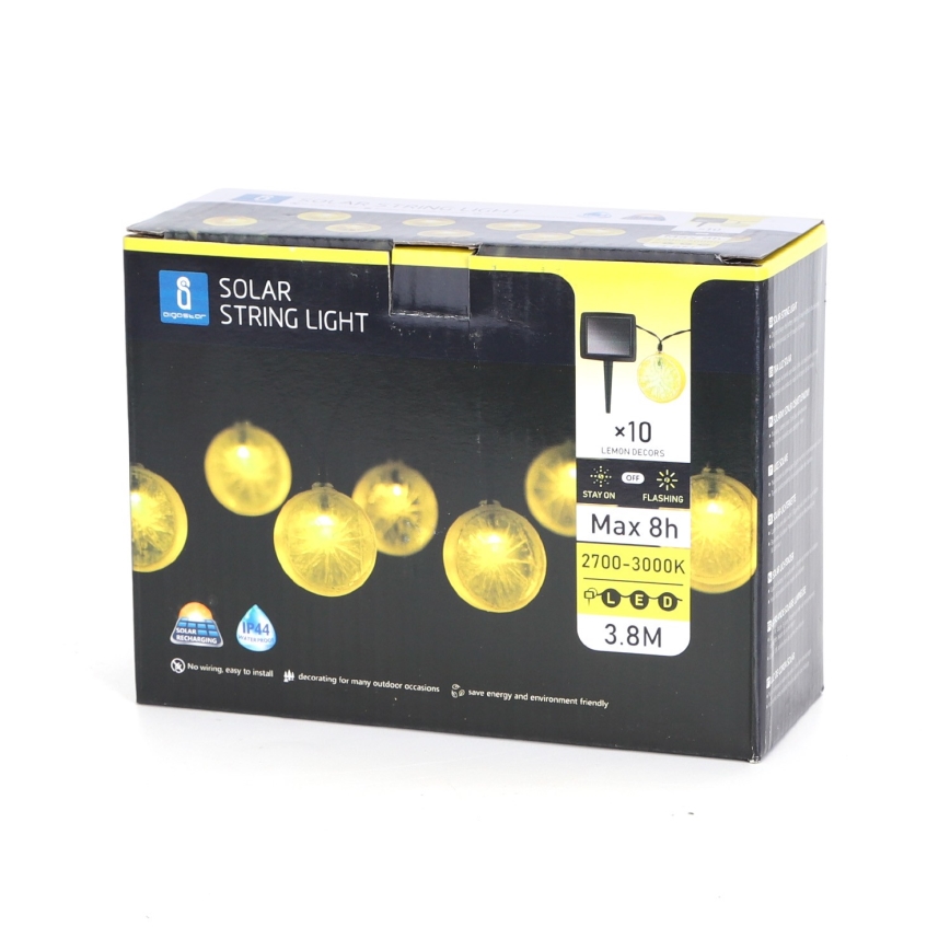 Aigostar - LED-Solarlichterkette 10xLED/3,8m IP44 600 mAh warmweiβ