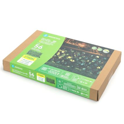 Aigostar - LED-Solarlichterkette 56xLED/2x0,4m IP65 300 mAh warmweiβ Eukalyptus