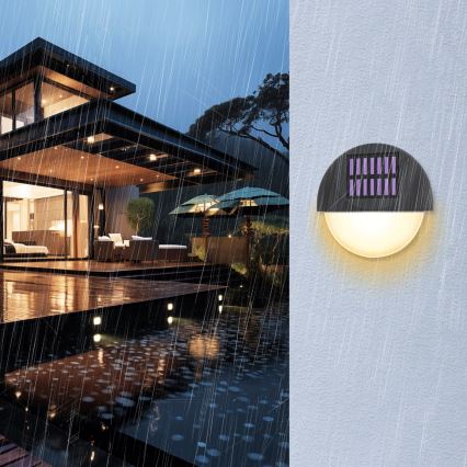 Aigostar - LED-Solarwandleuchte LED/1W/1,2V schwarz 200 mAh 2700K IP44