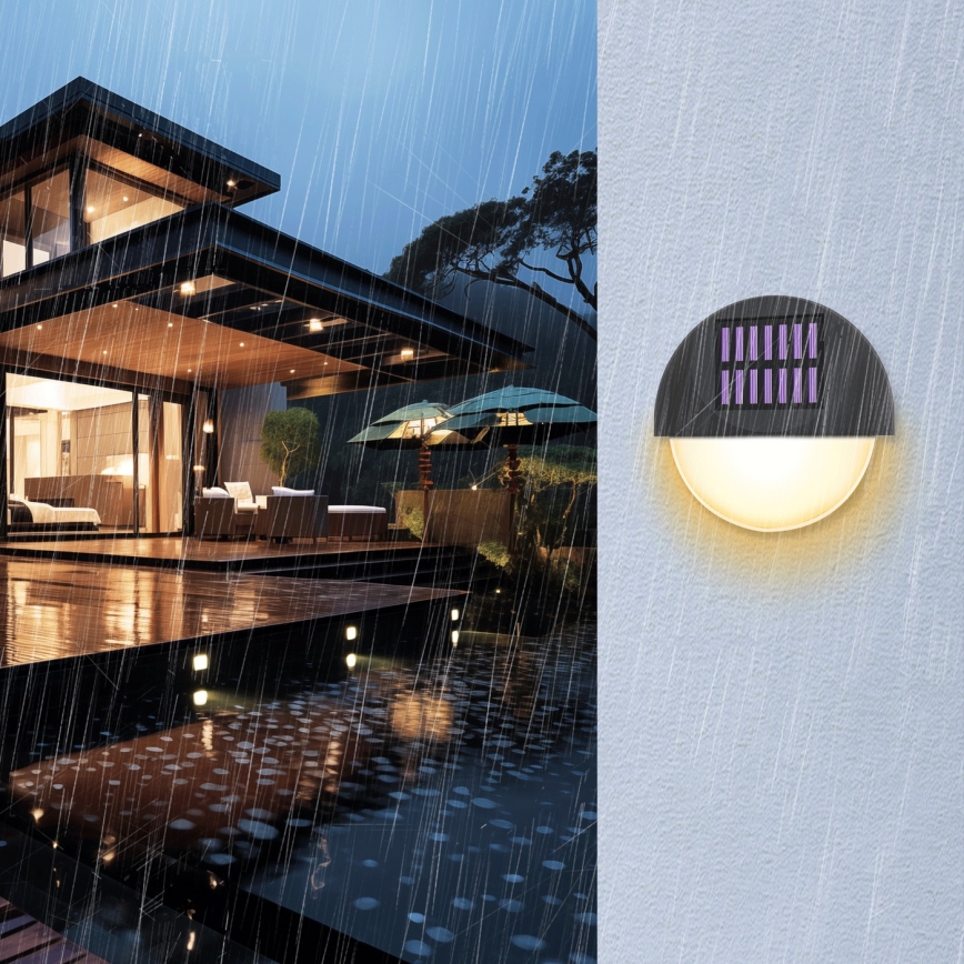 Aigostar - LED-Solarwandleuchte LED/1W/1,2V schwarz 200 mAh 2700K IP44