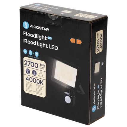 Aigostar - LED-Strahler mit Sensor LED/30W/230V 4000K IP65