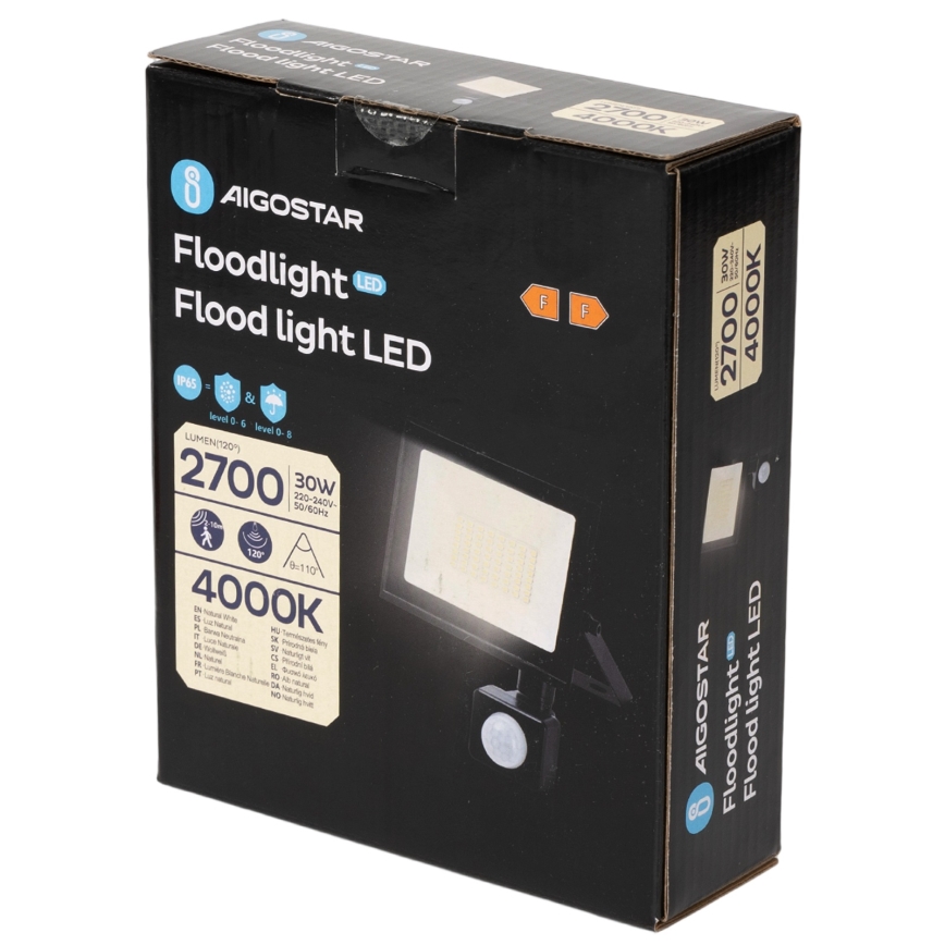 Aigostar - LED-Strahler mit Sensor LED/30W/230V 4000K IP65