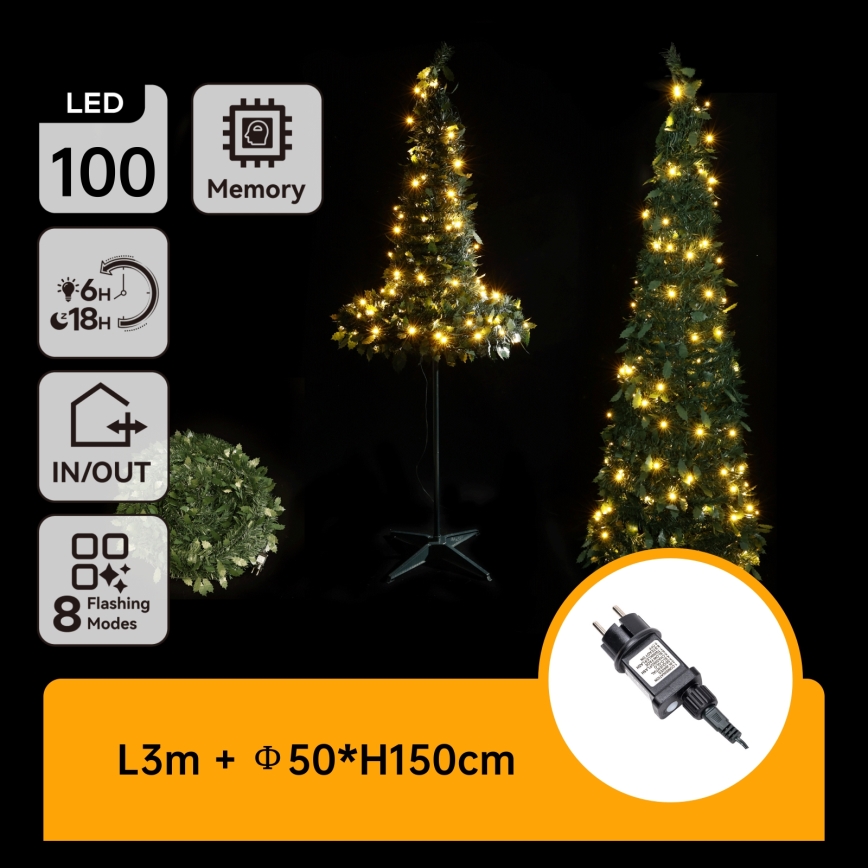 Aigostar - LED-Weihnachtsbaum für den Außenbereich, 100 LEDs, 1,5 m, IP44, grün, warmweiß