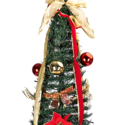 Aigostar - LED-Außen-Weihnachtsbaum, 80 LEDs, 1,2 m, IP44, rot/gold, warmweiß
