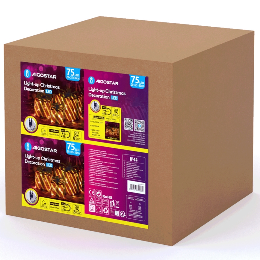 Aigostar - LED-Weihnachtsdeko für den Außenbereich 3,6W/31/230V 2700K 20/25/30cm IP44 Geschenke