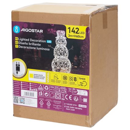 Aigostar - LED-Weihnachtsdeko für den Außenbereich LED/3,6W/31/230V 2700K 60 cm IP44 Schneemann