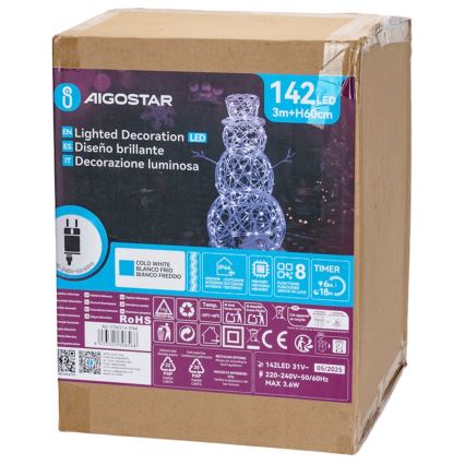 Aigostar - LED-Weihnachtsdeko für den Außenbereich LED/3,6W/31/230V 6500K 60 cm IP44 Schneemann