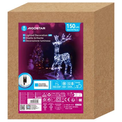 Aigostar - LED-Weihnachtsdeko für den Außenbereich LED/3,6W/31/230V 6500K 75 cm IP44 Rentier