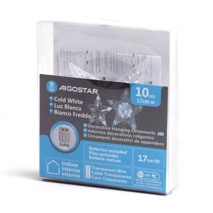 Aigostar - LED-Weihnachtsdekoration 10xLED/3xAA kaltweiß Stern