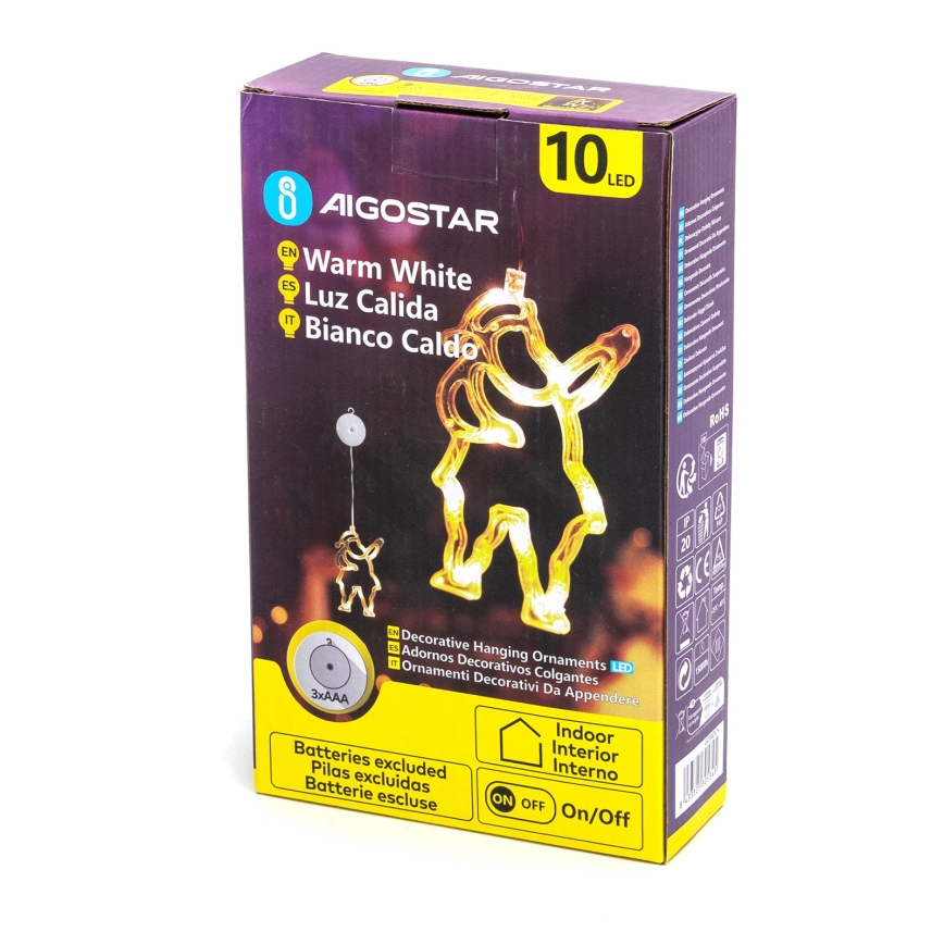 Aigostar - LED-Weihnachtsdekoration 10xLED/3xAAA Weihnachtsmann 20 cm