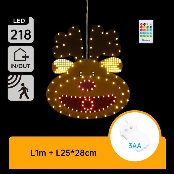 Aigostar - LED Weihnachtsdekoration 218xLED/3xAA IP44 + Fernbedienung Rentier 28 cm