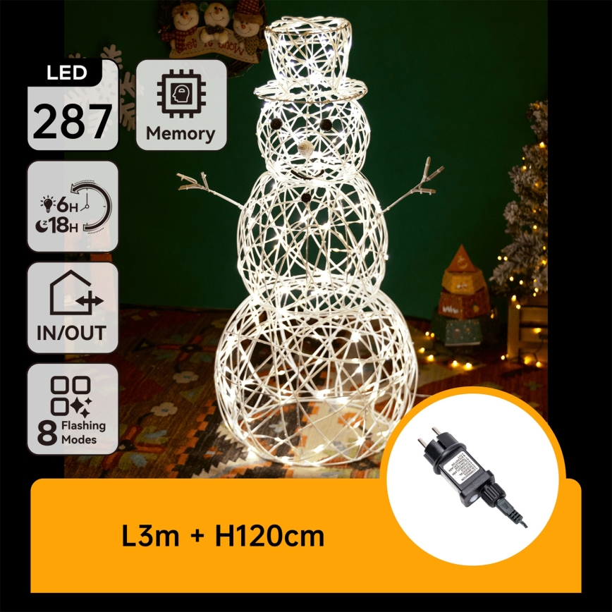 Aigostar - LED-Weihnachtsdekoration für den Außenbereich 3,6W/31/230V 2700K 120 cm IP44 Schneemann