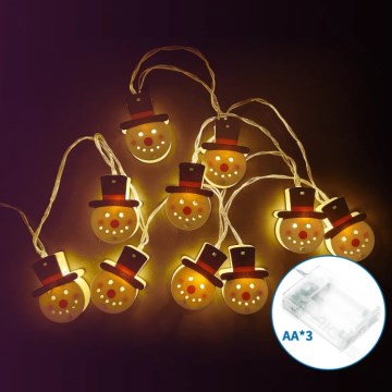 Aigostar - LED-Weihnachtskette 20xLED/3xAA 3m warmweiß Schneemann