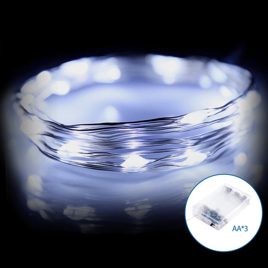 Aigostar - LED Weihnachtslichterkette 50xLED/3xAA 5,3m kaltweiß