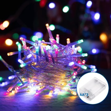 Aigostar - LED Weihnachtslichterkette 50xLED/3xAA 5,3m mehrfarbig