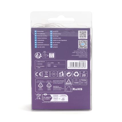Aigostar - LED-Weihnachtslichterkette 50xLED/3xAA 5,3m warmweiβ