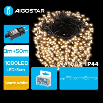 Aigostar - LED-Weihnachtslichterkette für den Außenbereich 1000xLED/8 Funktionen 53m IP44 warmweiβ