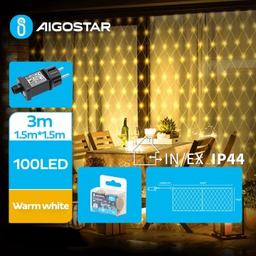 Aigostar - LED-Weihnachtslichterkette für den Außenbereich 100xLED/8 Funktionen 4,5x1,5m IP44 warmweiβ