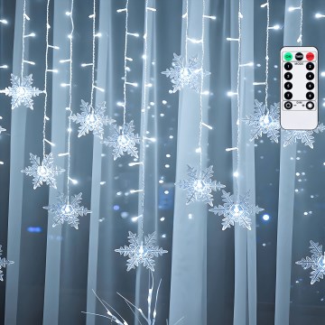Aigostar - LED-Weihnachtslichterkette für den Außenbereich 120xLED/8 Funktionen 3x0,7m IP44 kaltweiß + Fernbedienung