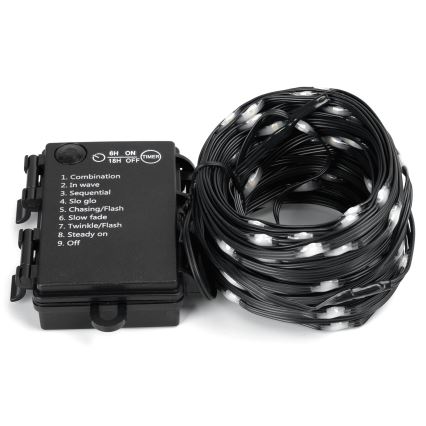 Aigostar - LED-Weihnachtslichterkette für den Außenbereich 150xLED/8 Funktionen/3xAA 15,3m IP44 kaltweiß