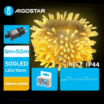 Aigostar - LED-Weihnachtslichterkette für den Außenbereich 500xLED/8 Funktionen 53m IP44 warmweiβ