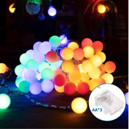 Aigostar - LED Weihnachtslichterkette für den Außenbereich 50xLED/3xAA/8 Funktionen 5,3 m IP44 mehrfarbig
