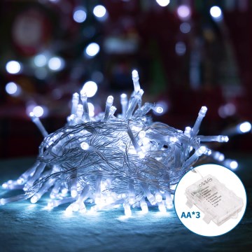Aigostar - LED-Weihnachtslichterkette für den Außenbereich 50xLED/8 Funktionen 3xAA 5,3m IP44 kaltweiß