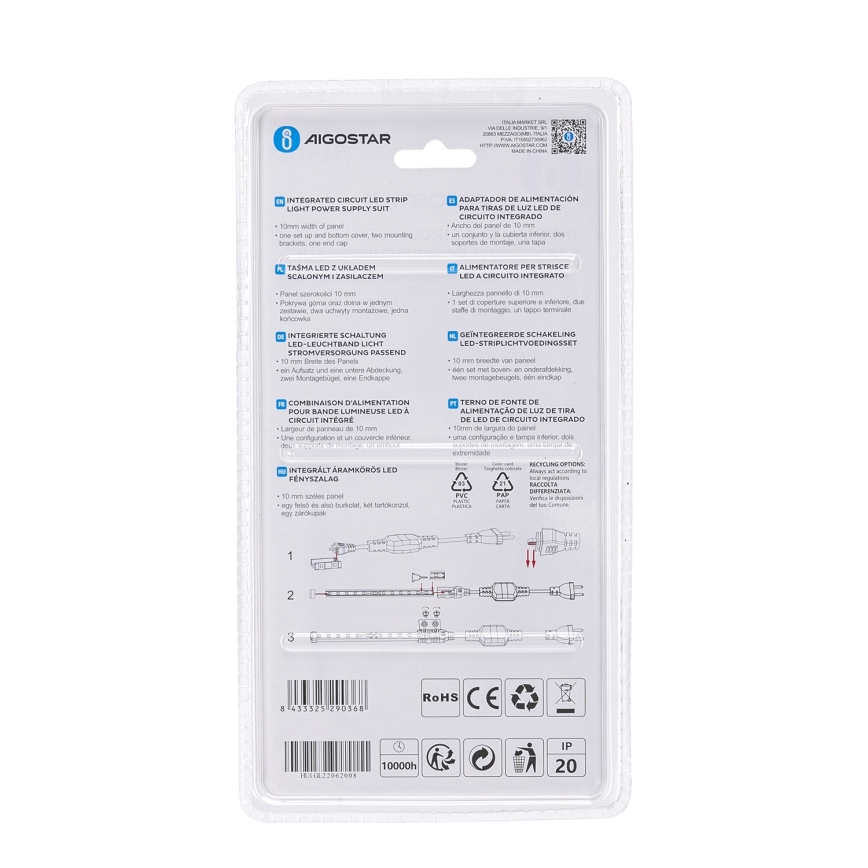 Aigostar - Netzteil für LED-Streifen 10 mm 600W/230V weiß