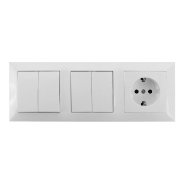 Aigostar - SET 2x Heimschalter 2-Tasten mit Steckdose 1x16A/250V SCHUKO