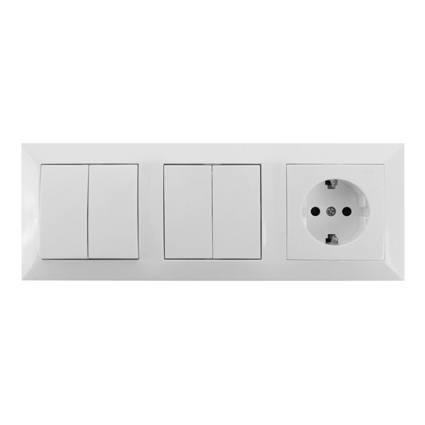 Aigostar - SET 2x Heimschalter 2-Tasten mit Steckdose 1x16A/250V SCHUKO