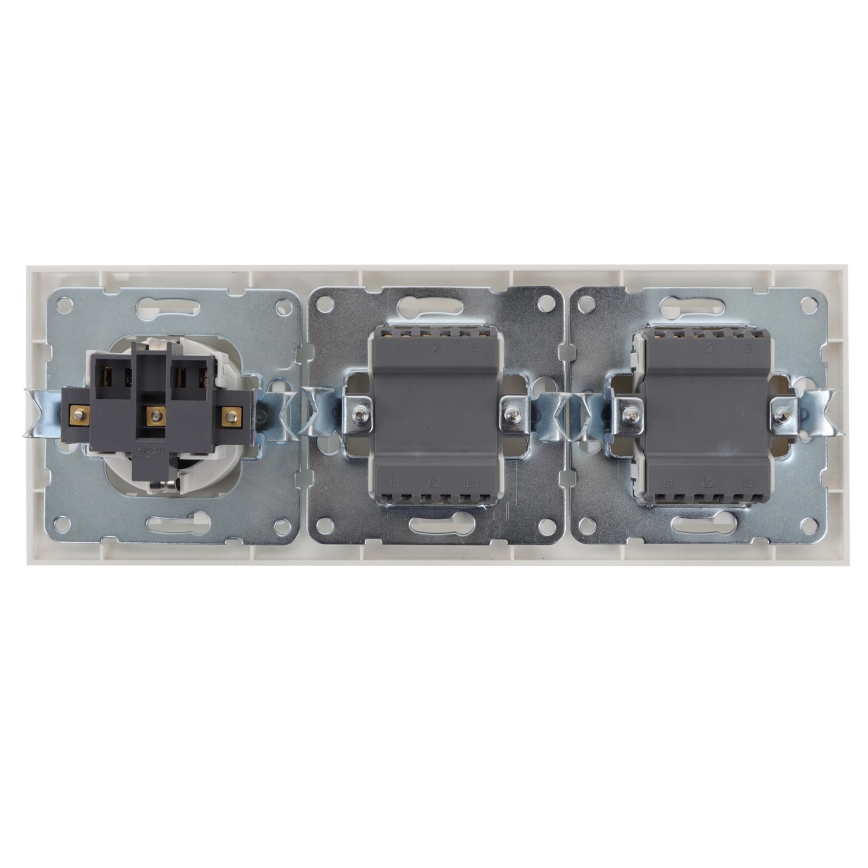 Aigostar - SET 2x Heimschalter 2-Tasten mit Steckdose 1x16A/250V SCHUKO